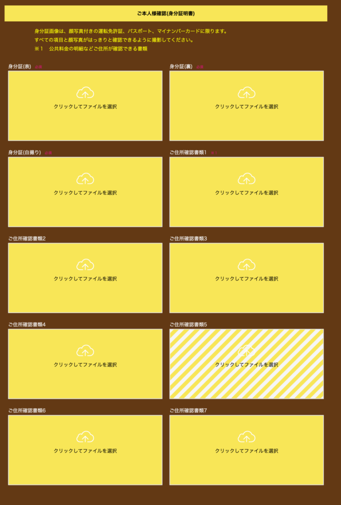 先払い買取現金化業者ピカピカの申し込み画面